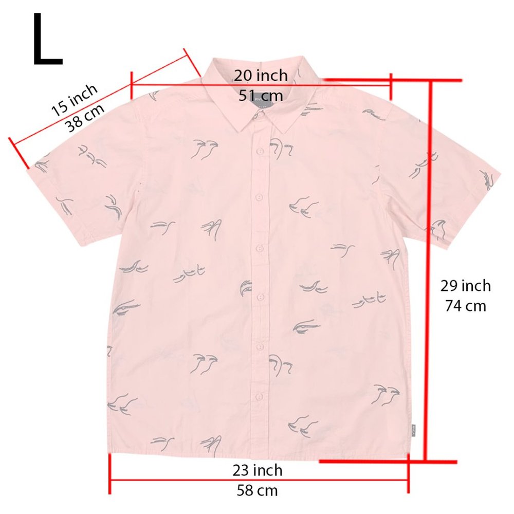 RVCA Men Short Sleeve  Button Johanna Gestures Pink  New With Tags - Picture 6 of 13